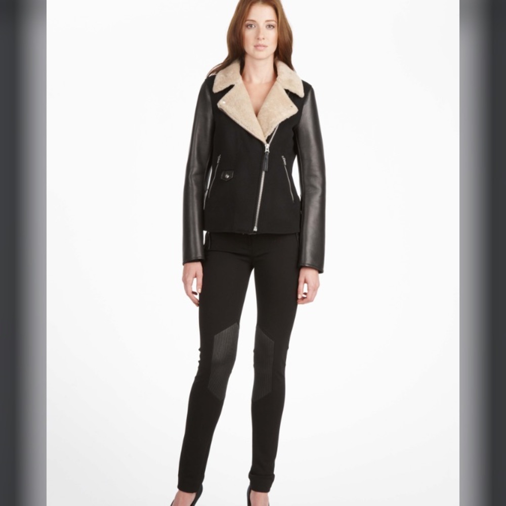 Danica Wild Leather & Sherling Mix Jacket in Black